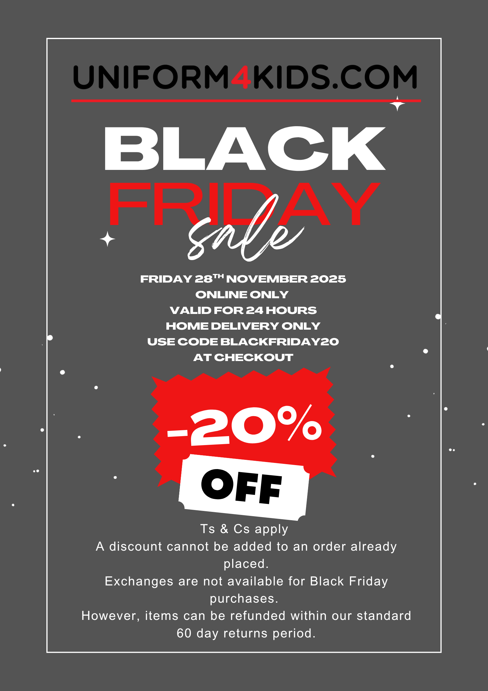 Black Friday discount from Uniform4Kids